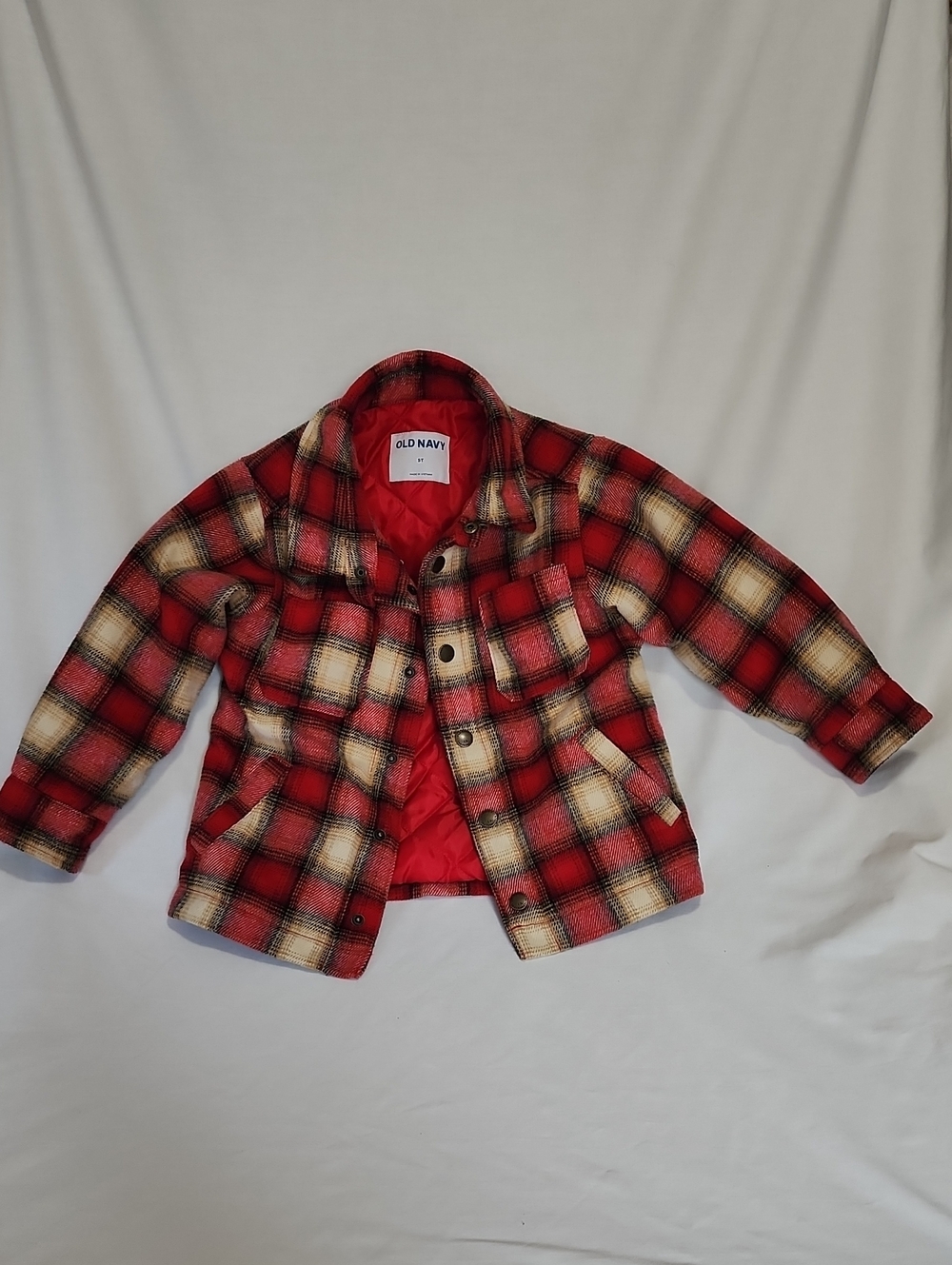 Old Navy Red Plaid Quilted Lined Kids Jacket